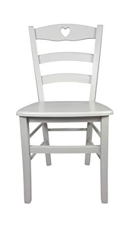 Sedia Cuore, in Legno Massello, Vari Colori e Sedute disponibili, Alta Qualità (Laccata Bianca, Massello)
