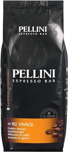 Pellini N.82 Vivace, Caffè in Grani per Espresso 1 kg, Miscela Classica Arabica e Robusta dal Gusto Deciso e Bilanciato, Caffè in Chicchi a Tostatura Media