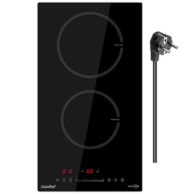 COMFEE' CIH351D257K0 Piano Cottura a Induzione Incorporato con 2 Zone di Cottura, 9 Livelli di Potenza, Area Riscaldamento più Ampia del 20% con Funzione Boost, Controllo Touch, Blocco Bambino