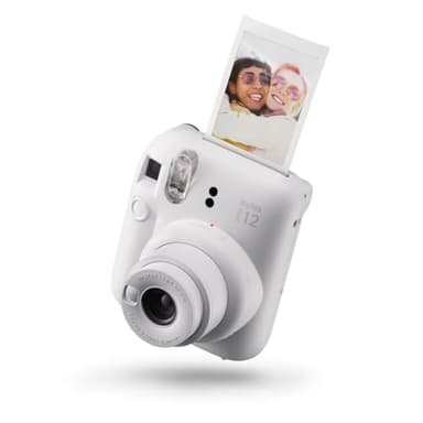 Fujifilm instax mini 12 Clay White - Macchina Fotografica Istantanea, Specchietto Selfie e Modalità Close Up, Esposizione Automatica, Design Pop, Dimensioni Stampa 86 mm x 54 mm
