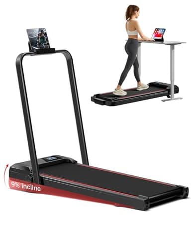 UMAY Tapis roulant Elettrico 12KM/H, 3 in 1 Tapis Roulant Salvaspazio con inclinazione 9%, Walking Pad Pieghevole con Motore Silenzioso Migliorato da 2.5HP, Capacità di Carico Max 136KG