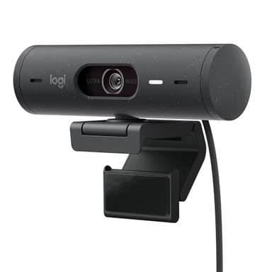Logitech Brio 500 Webcam Full HD Correzione Luce, Show Mode, Microfono Riduzione del Rumore, Copertura Privacy, Streaming, Funziona con Microsoft Teams, Google Meet, Zoom, Cavo USB-C - Grafite