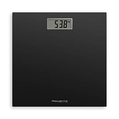Rowenta BS1400 Premiss Bilancia Pesapersone Digitale in Vetro Temperato, 30x30 cm, Max 150kg, Ultrasottile, Graduazione di Precisione Ogni 100g, Funzioni Intelligenti, Ampio Display