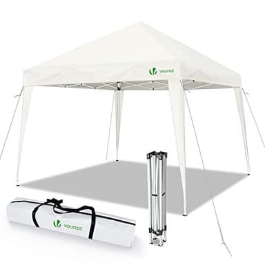 VOUNOT® Gazebo Pieghevole da Giardino 3x3 M, Mercato Tenda Pop up con 4 Sacchi di Sabbia di Peso e Sacca di Trasporto, Bianco