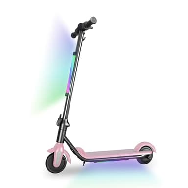 Monopattino Elettrico per Bambini 6-12 Anni,Monopattino Elettrico Pieghevole,Due Tipi di Freni,Autonomia 5-8 KM,Velocità Massima 12 KM/H,Luci Arcobaleno,Luci LED,Monopattino Elettrici Bambini (Rosa)
