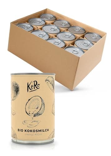 KoRo - Latte di cocco bio 12 x 400 ml - Estratto di cocco - Gusto aromatico - versatile