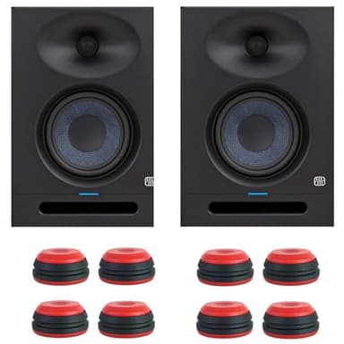 PreSonus Eris Studio 5 scatole attive per monitor da 5,25", 1 coppia + 2 piedini per boxe, colore rosso