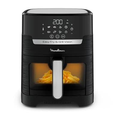 Moulinex Easy Fry & Grill Vision Friggitrice ad Aria 4.2 Litri/ 1Kg, Griglia Elettrica, Fino a 6 Persone, Griglia Removibile, 8 Programmi, Tecnologia Grill e Extra Crisp, App per Ricette,EZ5068