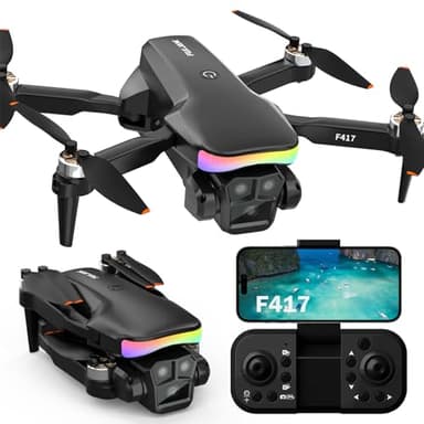 Drone Con Telecamera ESC HD 1080P Per Bambini Adult,LED Motore Brushless Strisce,Quadcopter Pieghevole FPV Live Video RC Mini Drone Doppia Fotocamera,3D Flip,Altitude Hold,Regalo Ragazze Ragazzi