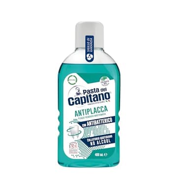 Pasta del Capitano, Collutorio Antiplacca, Collutorio Quotidiano Senza Alcool, Esercita un'Efficace Azione Antiplacca, Con Antibatterico, 100% Made in Italy, Flacone da 400 ml