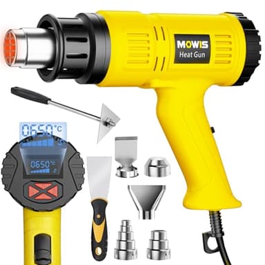 MOWIS 2000W Pistola ad Aria Calda Pistola Termica con display digitale LCD 60 ℃ – 650 ℃ Variabile Temperatura, Memoria di Accensione Per Sverniciare, Riscaldare e Scongelare
