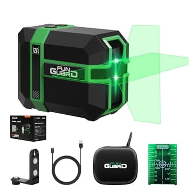 Funguard Livella Laser Autolivellante 360, Livello Laser Verde Modulo Laser Doppio 50M, 3 Modalità per Passare Orizzontale/Verticale, Modalità a impulsi, USB Ricarica, IP54 per Cantieri,DIY
