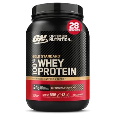 Optimum Nutrition Gold Standard 100% Whey, Proteine in Polvere, Gusto Cioccolato al Latte Estremo, 896g, 28 Porzioni, La Confezione Può Variare