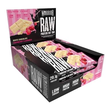 Warrior Raw Protein Flapjack – Barrette Proteiche ad Alto Contenuto di Fibre e Proteine, Basso Zucchero, Spuntino Energetico (Mirtillo e Cioccolato Bianco)