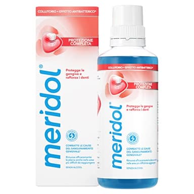 Meridol Collutorio antibatterico 400ml, lenisce le gengive irritate, protegge lo smalto, Combatte i batteri della placca, previene il sanguinamento gengivale, 0% Alcohol