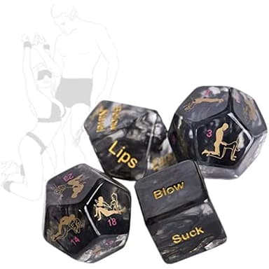 B-D-S-M Set di 4 Dadi Dice Face Style Gioco Divertente Gioco Romantico, Colore Nero o Luminoso