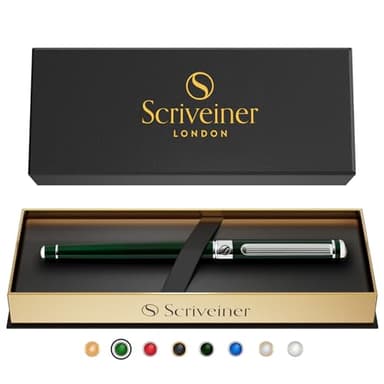 Scriveiner Rollerball - Penna di lusso Verde Inglese molto scuro, finitura cromata, ricarica, miglior set regalo di penne a sfera per uomini e donne, professionisti, uffici dirigenziali