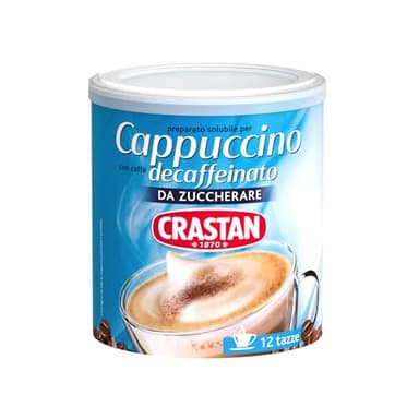 Crastan - Cappuccino Solubile Decaffeinato Da Zuccherare - Barattolo da 150 Grammi - 12 tazze