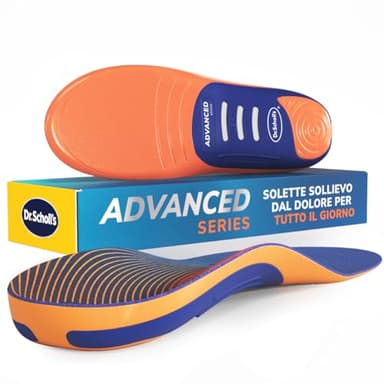 Dr. Scholl’s Advanced Pain Relief Solette Ortopediche, Solette Scarpe e Stivali, Sollievo Dolore Piedi e Tallone, Fascite Plantare, Supporto Arco Plantare, Ammortizzazione Extra, Fino 150Kg, 40.5-41.5