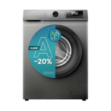 Hisense WF1Q8041BT - Lavatrice a Carica Frontale 8 Kg, 1400 rpm, Classe energetica A-20%, 15 Programmi, Vapore, Display LED, Programma Rapido, Partenza Ritardata, Child Lock, Titanium Metallic