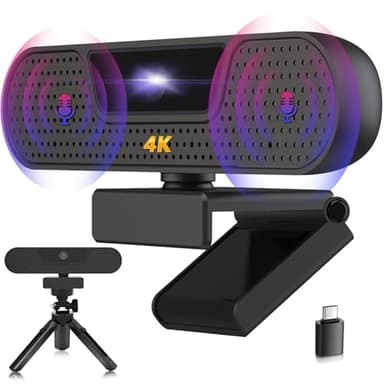 VIZOLINK W8GS 4K Webcam, Ultra HD Webcam PC con 4 Microfono, Autofocus, Riduzione del Rumore, 85°View, Plug&Play, Protezione dei Dati, per Conferenze, Videochiamata, Streaming, Mac OS/Windows/Linux