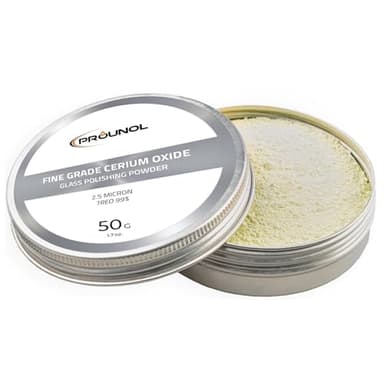 Prounol Ossido di Cerio 50 g - Polvere per Lucidatura di Vetro di Grado fine - TREO 99% - 2,5 Micron