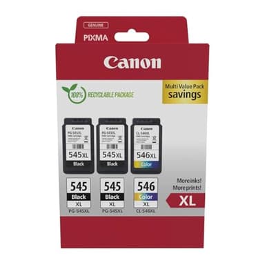 Canon Multipack Cartuccia & Carta - 2 Cartucce per Stampante Originali ad Alta Capacità PG-545XL/CL-546XL (2 x Nero, 1 x Colori)