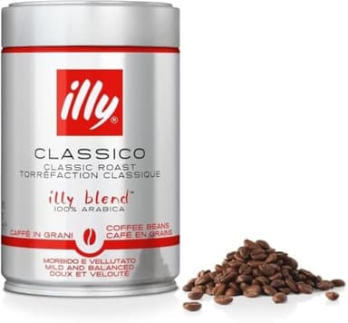 illy, Caffè in Grani da Macinare CLASSICO, 100% Arabica con Note di Fiori d'Arancio e Gelsomino, Gusto Morbido e Retrogusto Dolce, 1 Barattolo da 250g