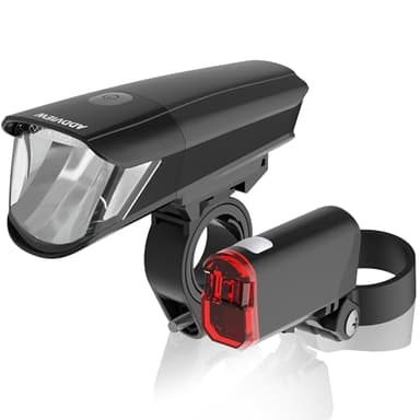 ADDVIEW Set di luci a LED per bicicletta Stellar, omologate StVZO, USB-C ricaricabili, impermeabili, set di illuminazione per bicicletta elettrica, bici da corsa, bici da città e bicicletta per