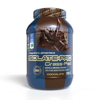 NET Integratori Farmacia ISOLATE PRO Grass Fed - 700g Cioccolato - Proteine Isolate Con EAA Aminoacidi Essenziali e BCAA - Massimizza La Sintesi Proteica e La Crescita Muscolare