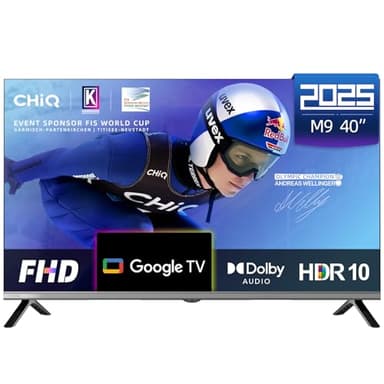 CHiQ TV 40 Pollici (100cm) L40M9G, Smart Televisore, FHD, Google TV, HDR10, DVB-T2, Dolby Audio, Dbx-tv, Chromecast integrato, HDMI*3, Senza Cornice in Metallo 2025
