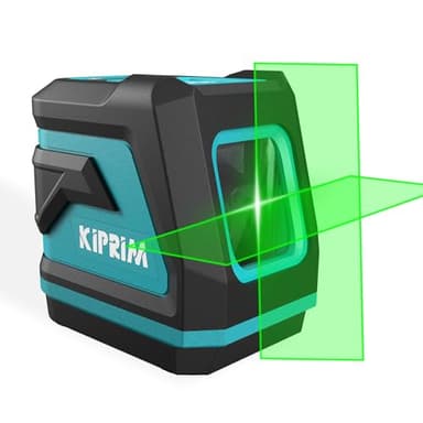 Livella Laser Autolivellante, Kiprim LV8 Livella Laser a Raggio Verde Laser con Visibilità Migliorata, Luminosità Regolabile, Modalità Manuale/Autolivellamento/Impulso(Batteria Inclusa)