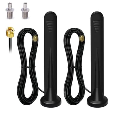 2 X 5G Antenna 4G Lte Esterna 15DBI Omnidirezionale Amplificatore Segnale Interni Esterni Impermeabile Connettore SMA con Porta TS9 Base Magnetica,600-6000 MHz,3G/4G/5G/GSM/GPRS/LTE/WiFi Universale-3M