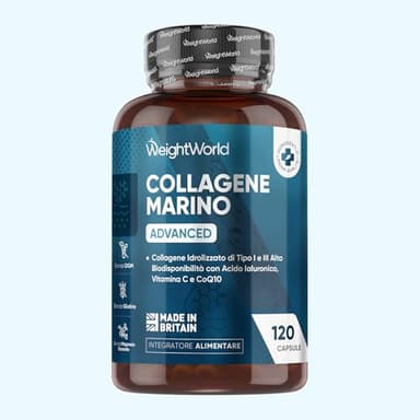 Collagene Marino con Acido Ialuronico in Peptidi Titagen di Collagene Idrolizzato, Tipo I e III, Advanced, con Vitamina C, Coenzima Q10 e Zinco, Senza Magnesio Stearato né Glutine, Collagen da 1200mg