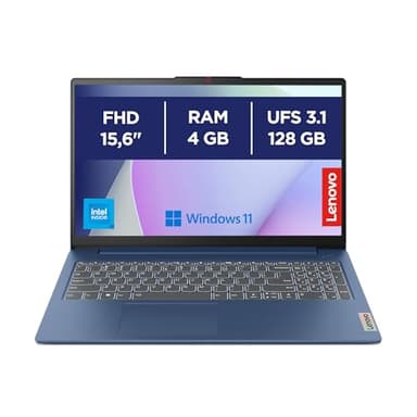Lenovo IdeaPad Slim 3 Notebook 15,6” FHD (1920x1080), Intel N100, RAM 4GB, SSD 128GB, Microsoft 365 Personal 12 mesi incluso, Grafica Integrata, WiFi 6, Windows 11 Home, Tastiera Italiana - Abyss Blue