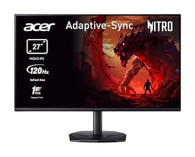 acer Nitro KG272UGbmiipfx Monitor Gaming 27", Display WQHD IPS 120 Hz, 1ms(VRB), AdaptiveSync, Luminosità 250 nits, HDMI 2.0, DP 1.2, Speaker Integrati, Cavo HDMI Incluso, Nero
