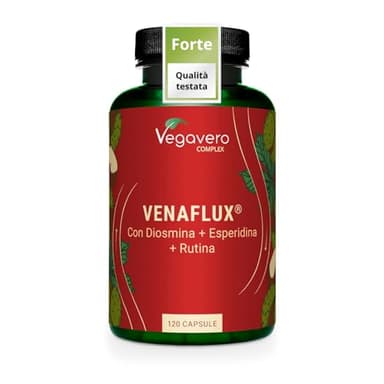 Vegavero Diosmina + Esperidina Alto Dosaggio | 120 caspule | 100% NATURALE con Rutina, Ippocastano e Rusco | Integratore Flavonoidi per Microcircolo, Circolazione Gambe e Vene Varicose | Vegan