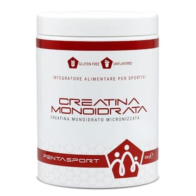PENTASPORT Creatina Monoidrata Micronizzata in Polvere 500g Pura per Massa Muscolare -Pre Workout senza Caffeina né Additivi - Integratori sport Gusto Neutro, Vegana e Certificata -Dosatore 3g Incluso