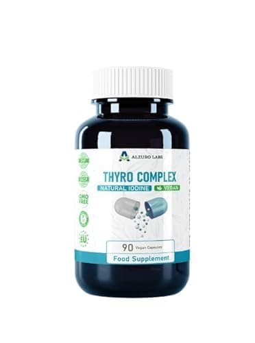 Alzuro Labs Thyro Complex con Iodio Naturale | 90 Capsule Vegane | Supporto Tiroideo ad Alta Forza | Testato da Laboratori Indipendenti | GMP | Senza Glutine & OGM
