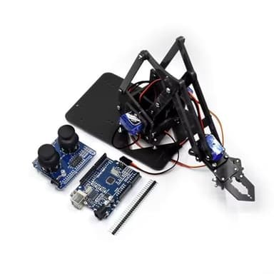Entgoinggo Kit di artigli per braccio robotico meccanico in acrilico per Arduino con 4 gradi di libertà, manipolatore robotico programmabile fai da te per educazione a vapore per adolescenti (Black