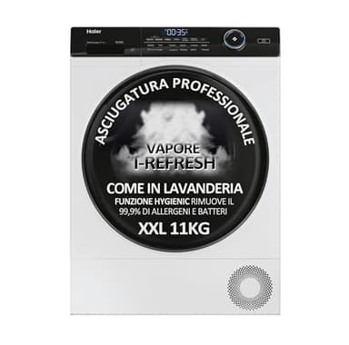 Haier I-Pro Serie 5 Asciugatrice 11 Kg, Libera Installazione, Carica Frontale, Classe C, 11 programmi, Partenza Programmabile, Vapore, AxLxP 85x59,6x65 Bianca - HD110-A3959E-IT