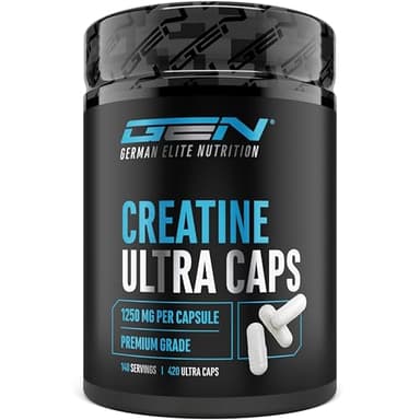 Creatina Ultra Caps - 420 capsule con 1250 mg ciascuna di creatina monoidrato pura - Premium: Ultrafine + Mesh Factor di 200 - Dosaggio elevato