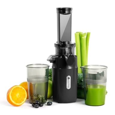 Ventray Ginnie Estrattore Frutta e Verdura - Slow Juicer 60 Giri/Min- Estrattore di Succo con Funzione di Masticazione Inversa, Facile da Pulire, Senza BPA, Cold Press, Spremiagrumi Elettrico, Nero