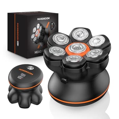 MAXGROOM 7D Rasoio Testa Calva, 2025 Rasoio Testa Calva Zero Assoluto, Rasoio Elettrico Capelli Uomo 0 mm Impermeabile Cordless con Display LED, Rasa e Taglia Capelli a Zero