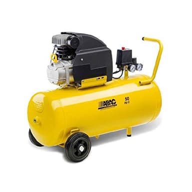 ABAC Compressore d'Aria MONTECARLO B20 BASELINE, Compressore Aria 50 Litri, Doppio Manometro, Pressione Massima 8 Bar, Lubrificato ad olio, Ruote per Trasporto, Potenza 2 CV Giallo