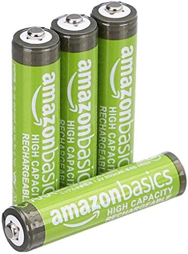 Amazon Basics Confezione da 4 batterie AAA NiMH ricaricabili ad alta capacità, 850 mAh, 1,2 V, ricaricabili fino a 500 volte, precaricate