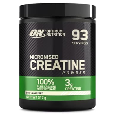 Optimum Nutrition Creatina Monoidrata Micronizzata in Polvere, Creatina Pura al 100% - Integratore per Migliorare Forza e Performance Muscolare, Pre e Post Workout, Senza Aroma, 317 g (93 Porzioni)