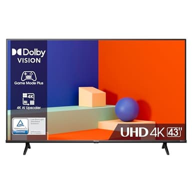 Hisense 43" UHD 4K 2023 43E63KT, Smart TV VIDAA U6, Dolby Vision, HDR 10+, Game Mode Plus, Alexa Built-in, Tuner DVB-T2/S2 HEVC 10, lativù 4K