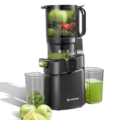 AMZCHEF Estrattore Automatico, Apertura 145MM e Capacità 1,8L Estrattore Frutta e Verdura Intera, 250W Estrattori di Succhi Professionale con Triplo Filtro - Nero