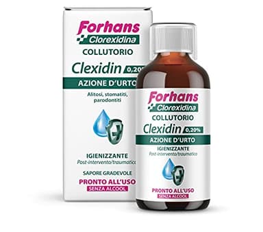 Forhans Liquido Antisettico Clorhexidina Clexidin 0.20% Collutorio dal gusto gradevole, 200 ml